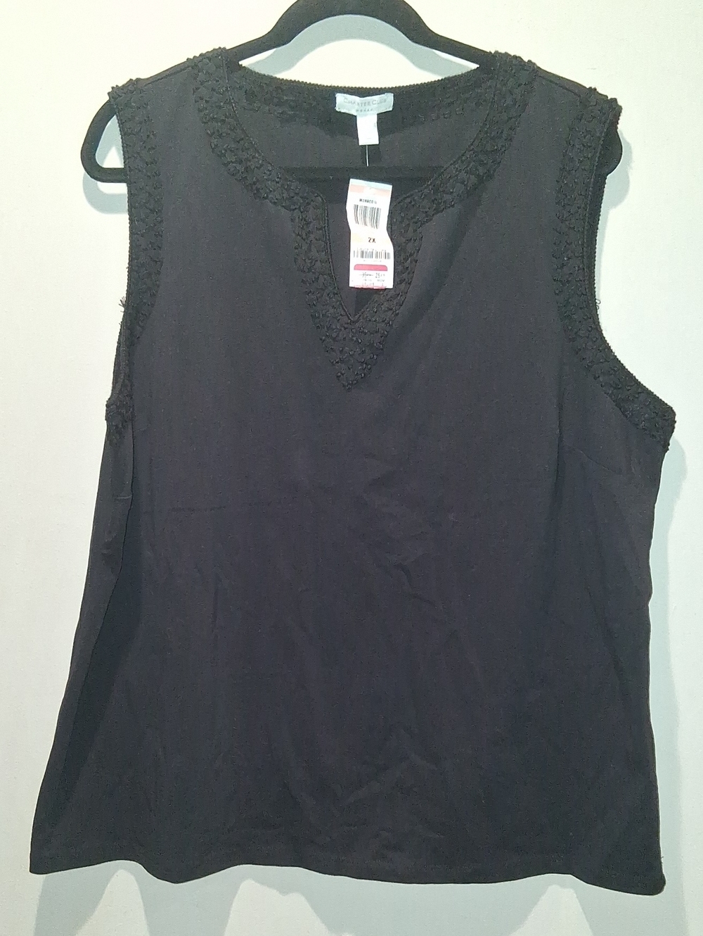 Charter Club Black Crochet-Trim Sleeveless Tank